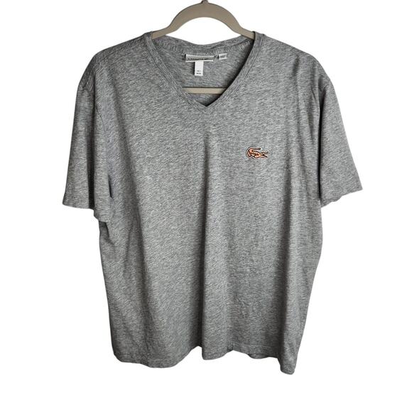Lacoste Short Sleeve V-Neck Logo Regular Fit T-Shirt Men's‎ XXL Heather Gray - Picture 1 of 9